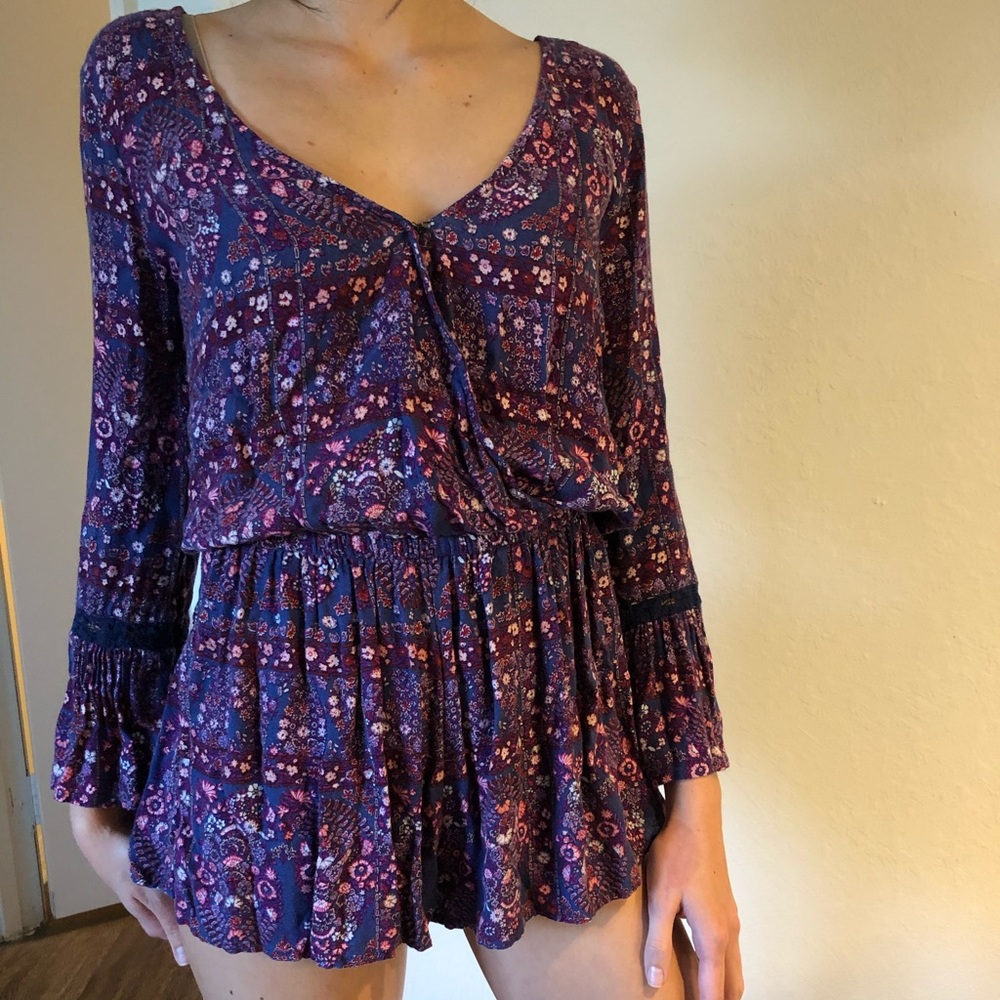 Purple floral romper